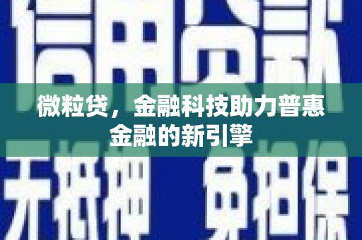 坦洲微粒贷，金融科技助力普惠金融的新引擎