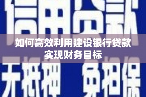 坦洲如何高效利用建设银行贷款实现财务目标
