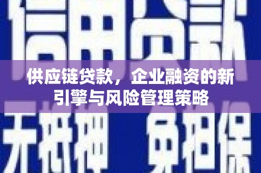 坦洲供应链贷款，企业融资的新引擎与风险管理策略