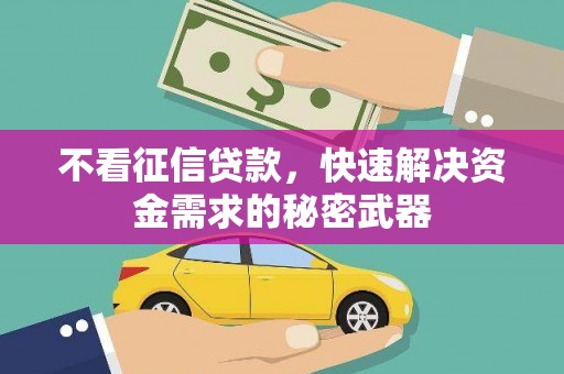 坦洲不看征信贷款，快速解决资金需求的秘密武器